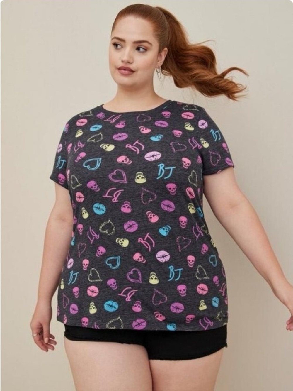 Torrid x BETSEY JOHNSON SKULL icons CLASSIC FIT TEE - TRIBLEND JERSEY  sz 4